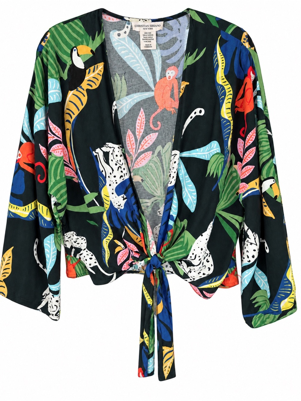 Christian Siriano Womens wrap top coverup- black, orange, Green, Blue